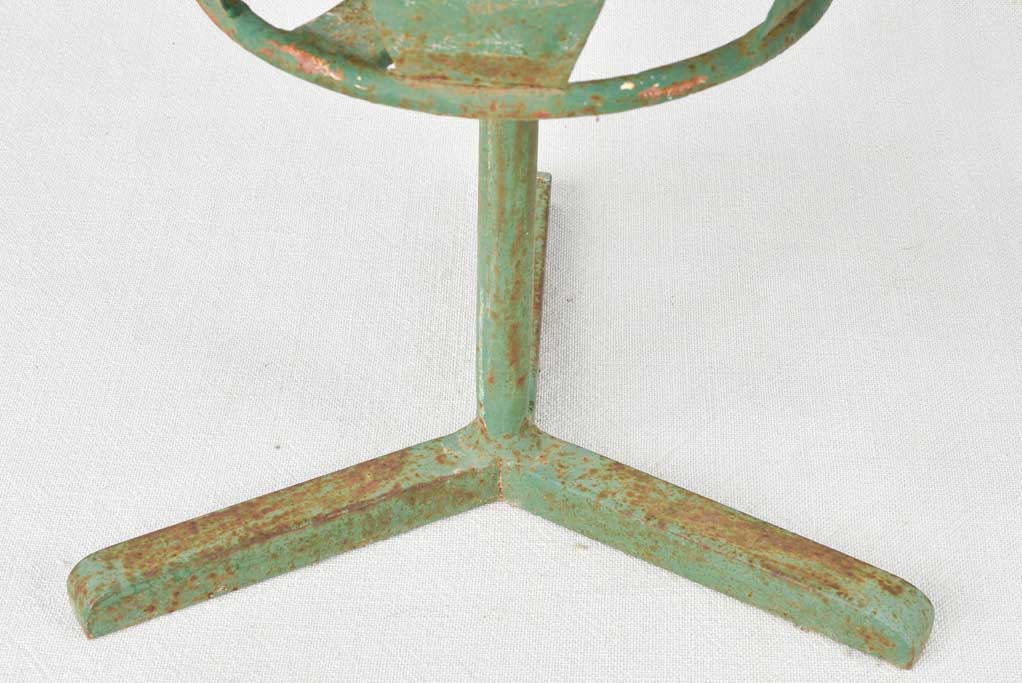 Pair vintage of metal plant stands with green patina 18"