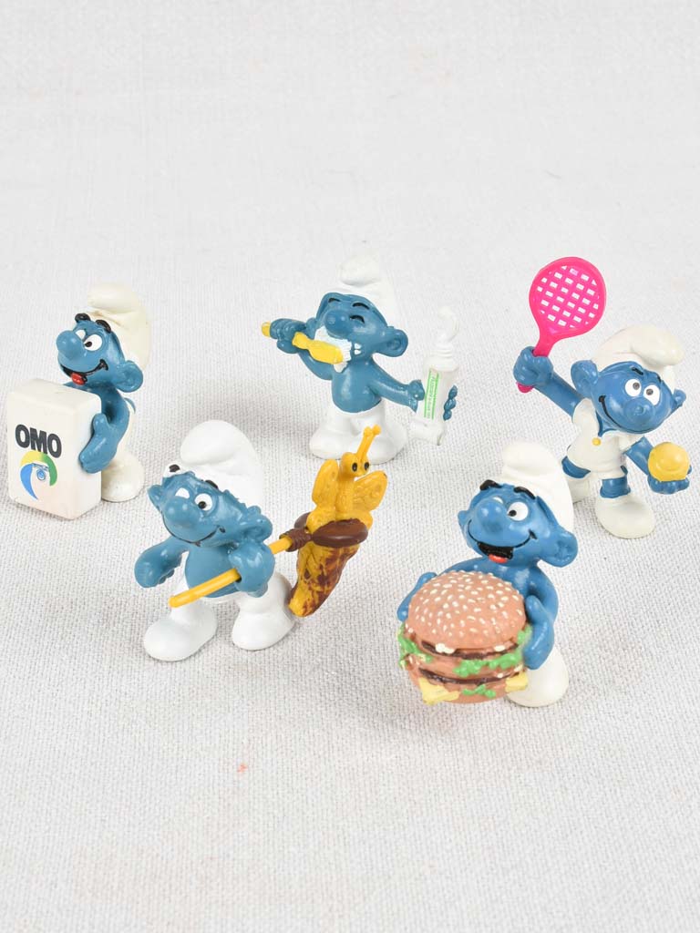 Collection of 5 vintage Smurf figurines 2¼"