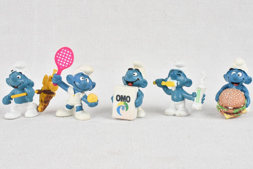 Collection of 5 vintage Smurf figurines 2¼"