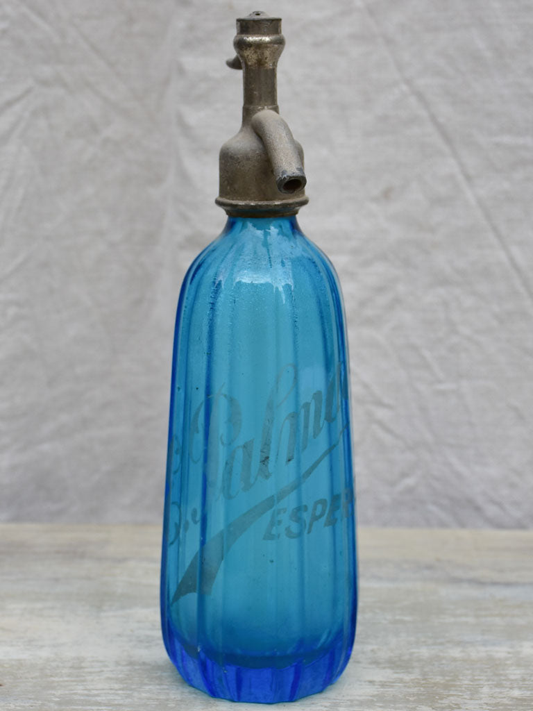 Vintage Esperaza  seltzer bottle - blue