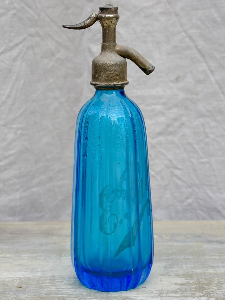 Vintage Esperaza  seltzer bottle - blue