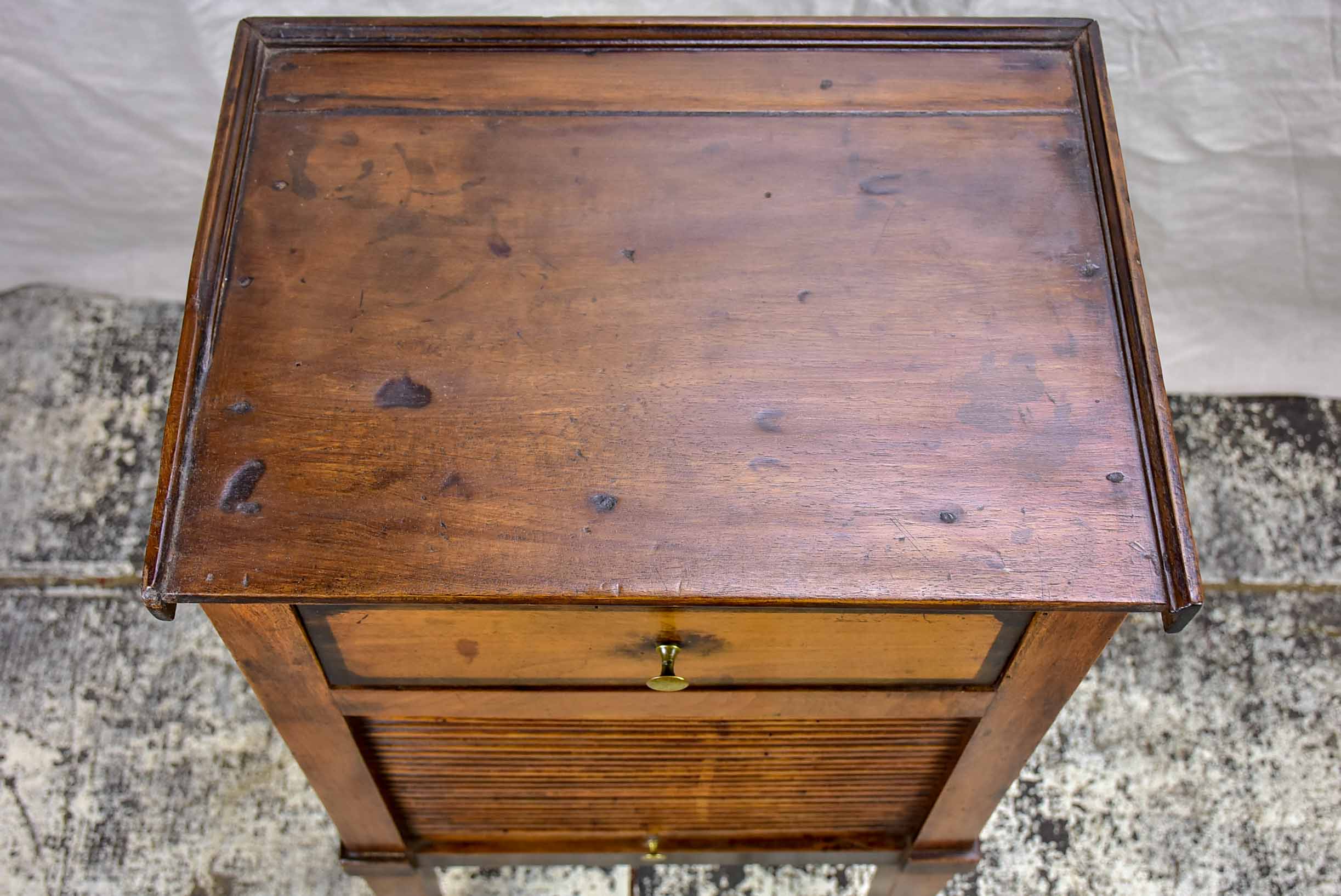 Antique French nightstand with curtain cupboard