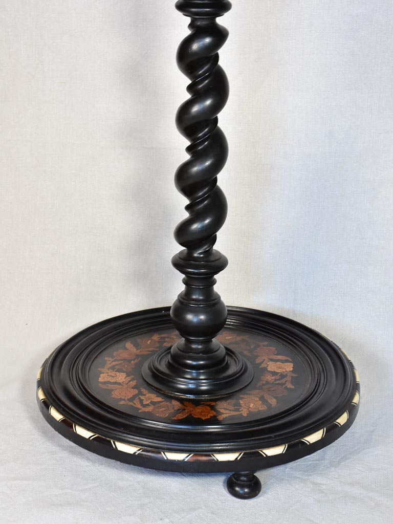 Superb 'ecole Tolosane' pedestal / side table - ebony and marquetry 31"