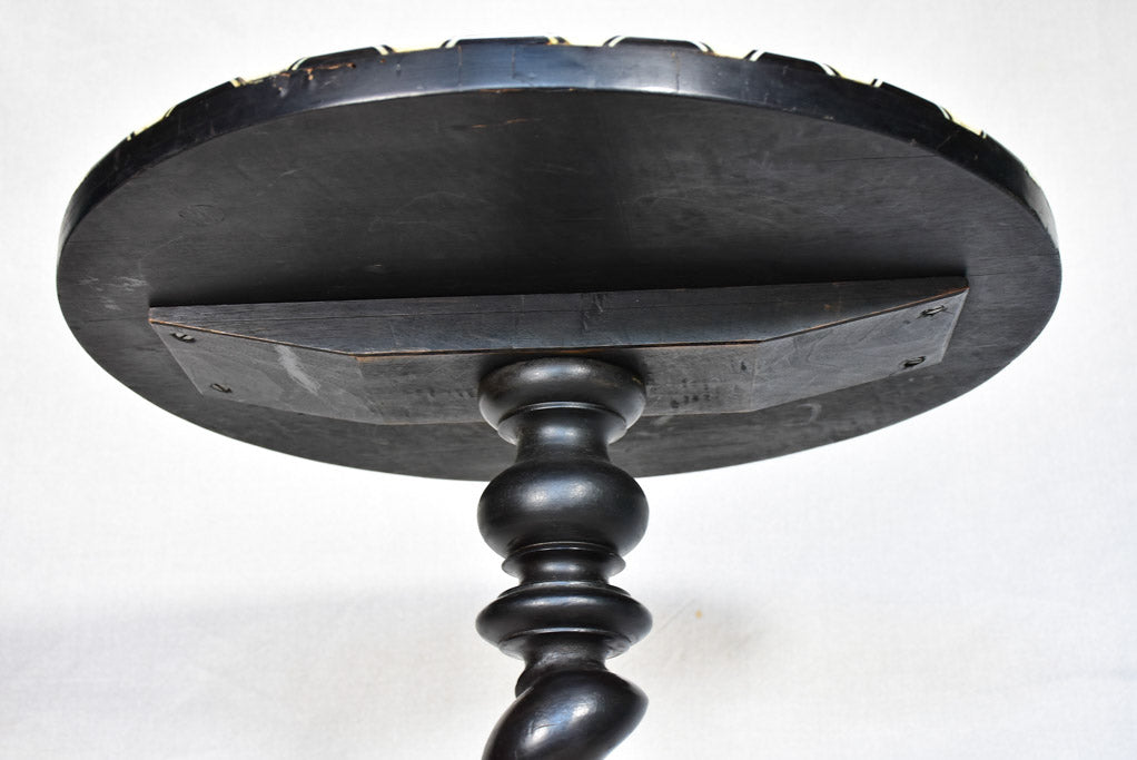 Superb 'ecole Tolosane' pedestal / side table - ebony and marquetry 31"