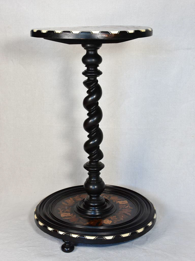 Superb 'ecole Tolosane' pedestal / side table - ebony and marquetry 31"