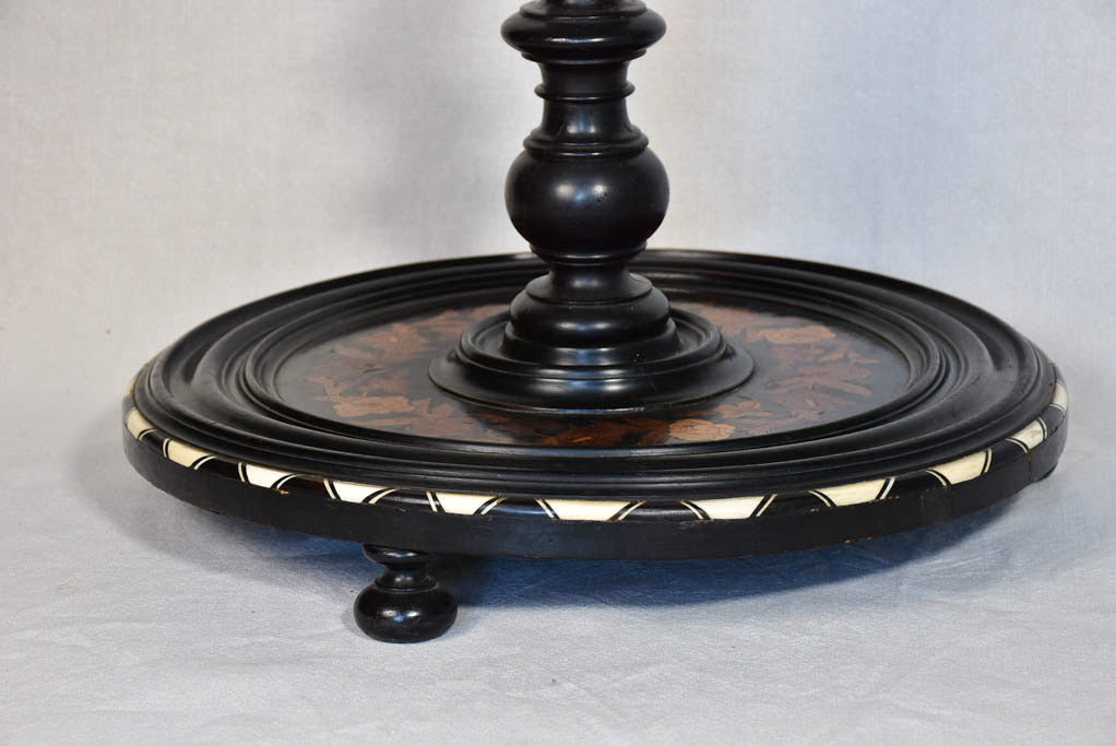 Superb 'ecole Tolosane' pedestal / side table - ebony and marquetry 31"