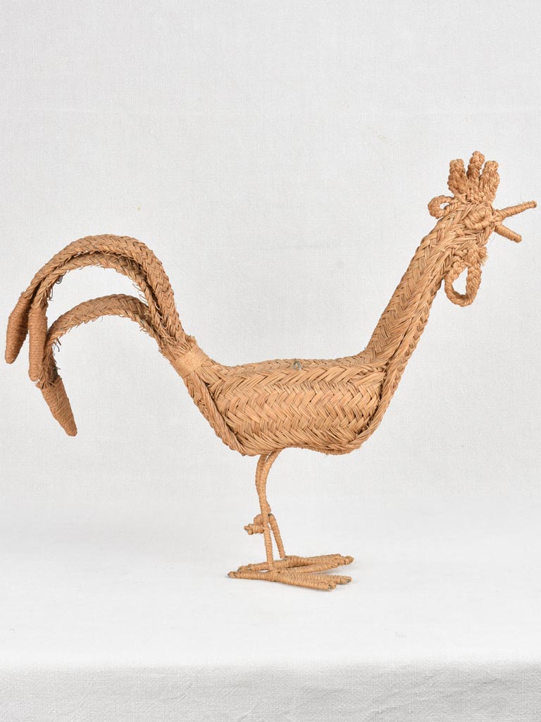 Vintage wicker sculpture of a rooster 21¾"