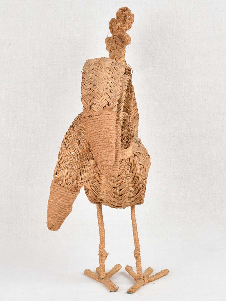 Vintage wicker sculpture of a rooster 21¾"