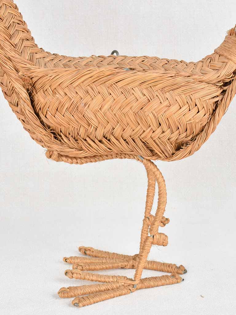 Vintage wicker sculpture of a rooster 21¾"