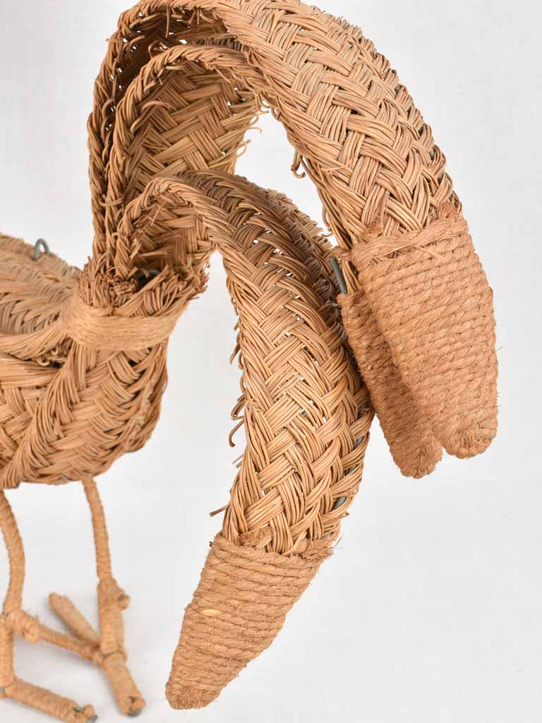 Vintage wicker sculpture of a rooster 21¾"