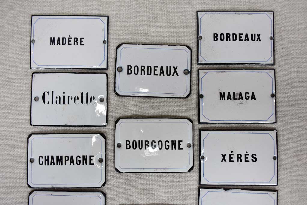 Rare set of enamel wine cellar labels - 1900's 4" x 2¾"