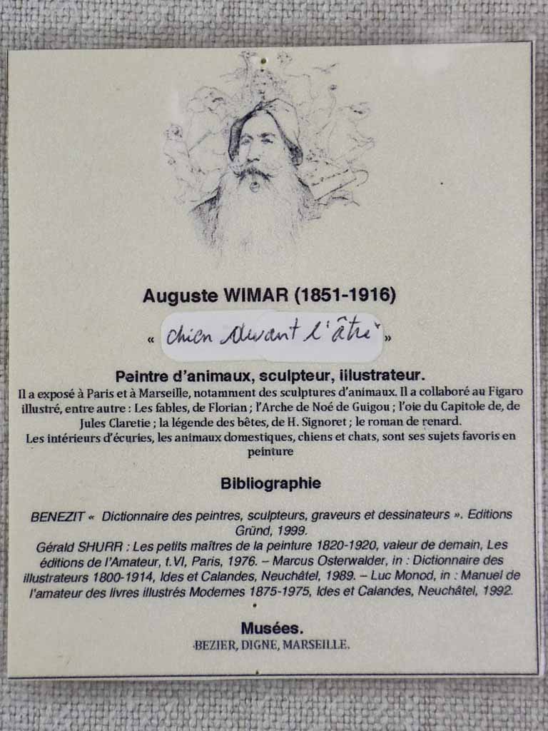 "Dog beside the hearth" - Chien devant l'âtre, Auguste Vimar (1851-1916) 12¼" x 13½"