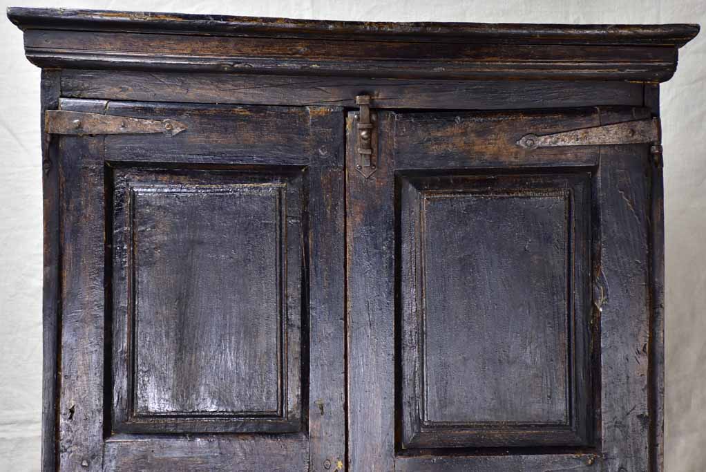 Petite 17th Century Spanish armoire with black patina 38¼"