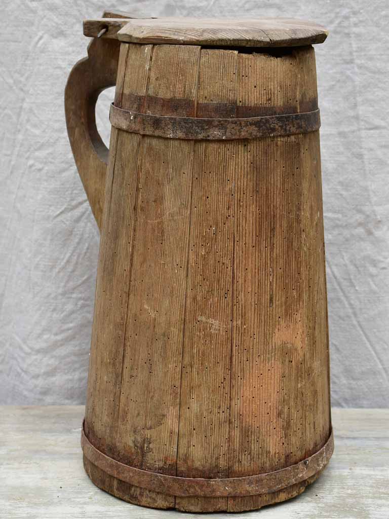 Rustic antique French wooden pitcher