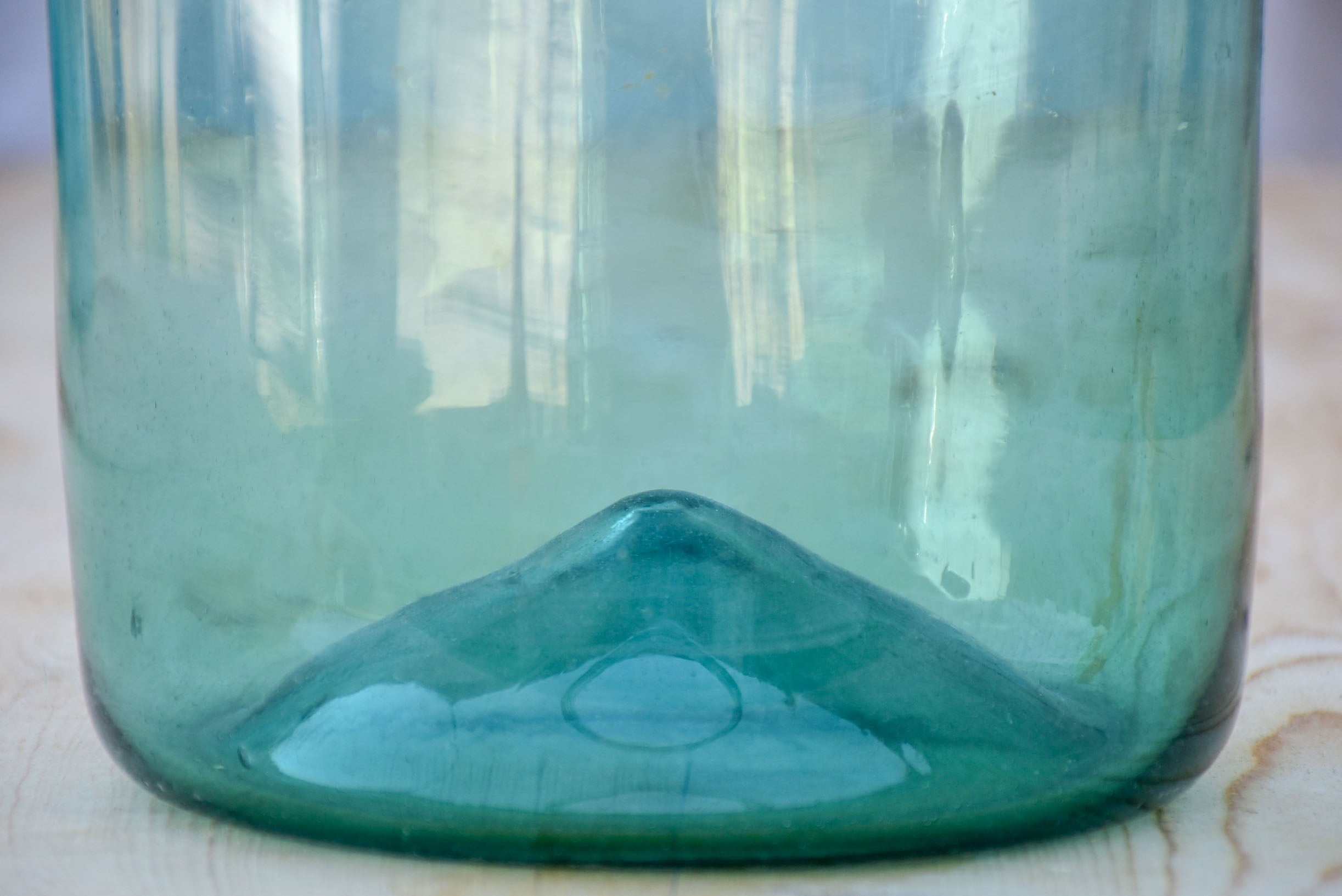 Antique French preserving jar with blue / green glass