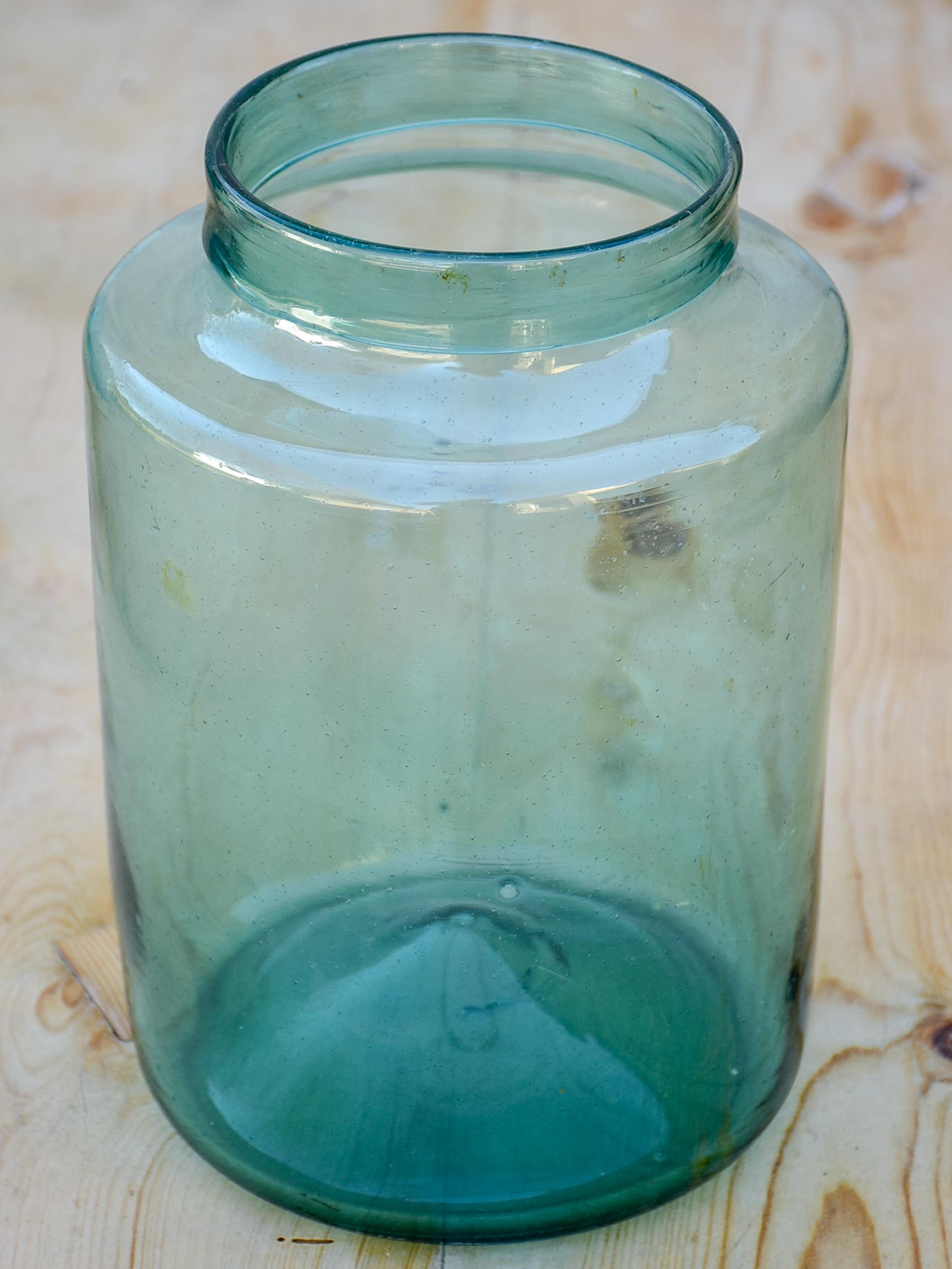 Antique French preserving jar with blue / green glass