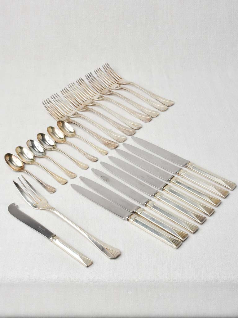 Antique Christofle flatware - Art Deco w/ geometric motif