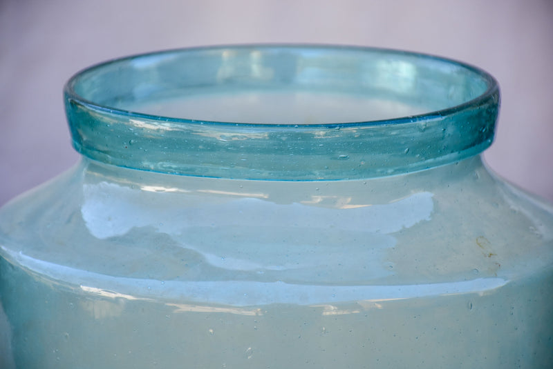 Large antique French preserving jar with aqua glass – Chez Pluie