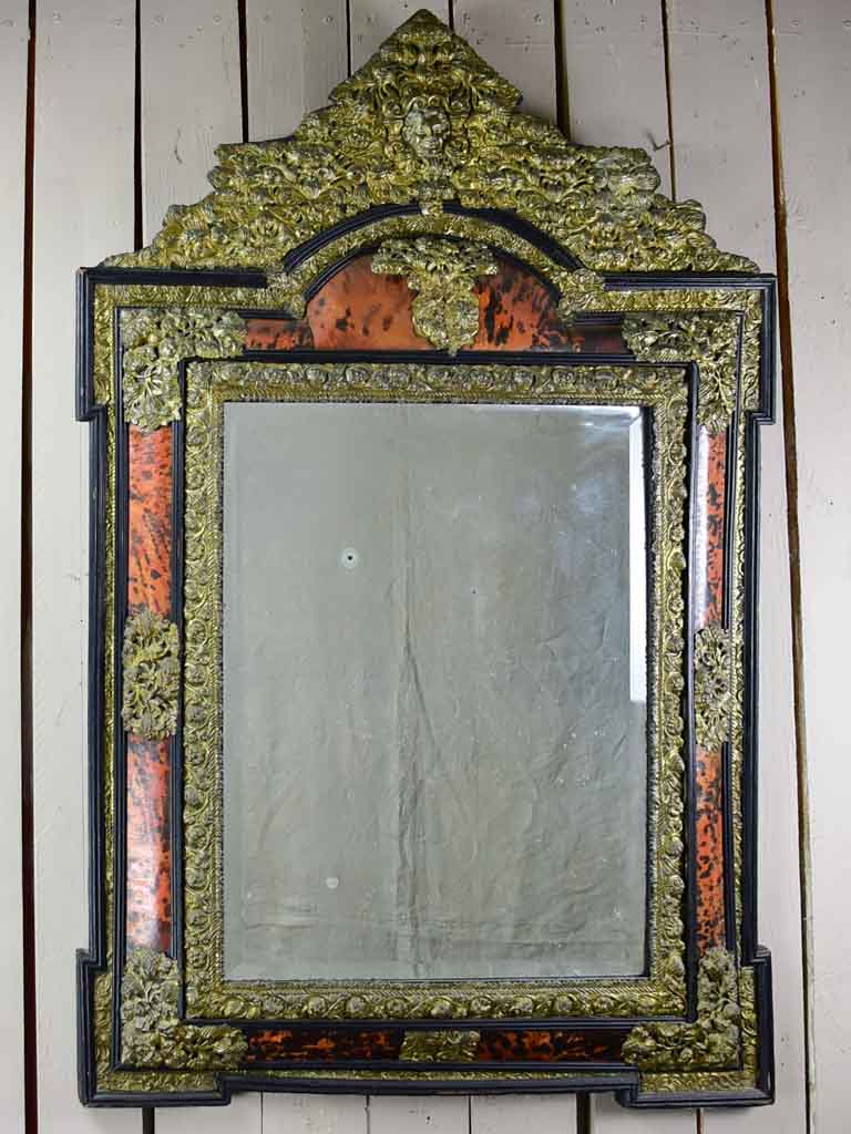 Very Large Napoleon III mirror with brass pediment 60¾" x 38¼"