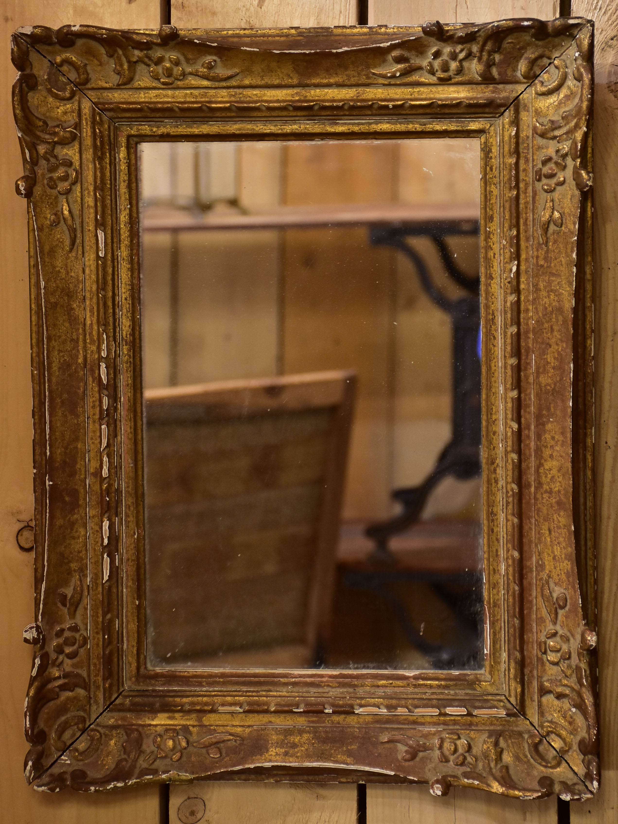 Small antique French mirror with gilded frame