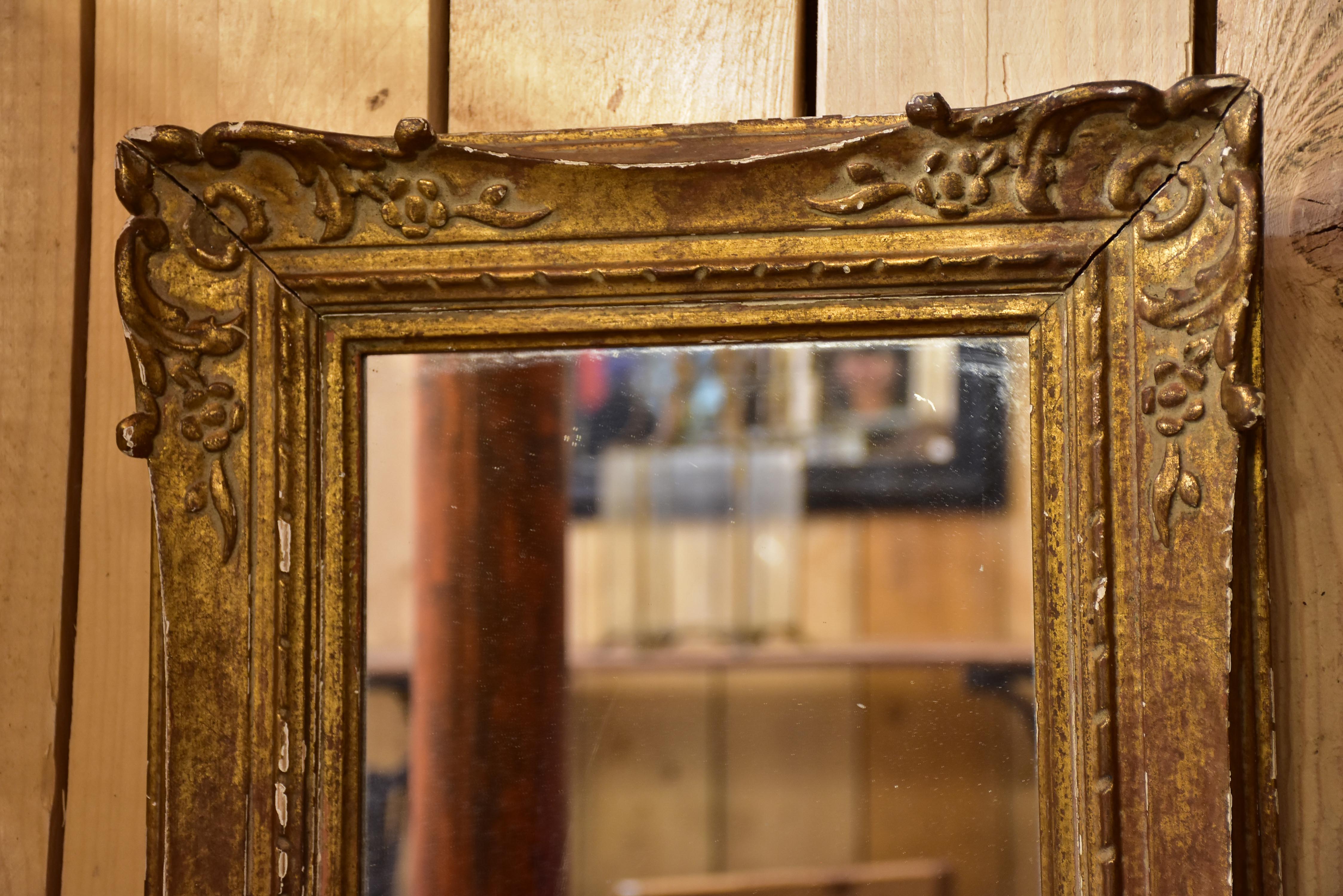 Small antique French mirror with gilded frame