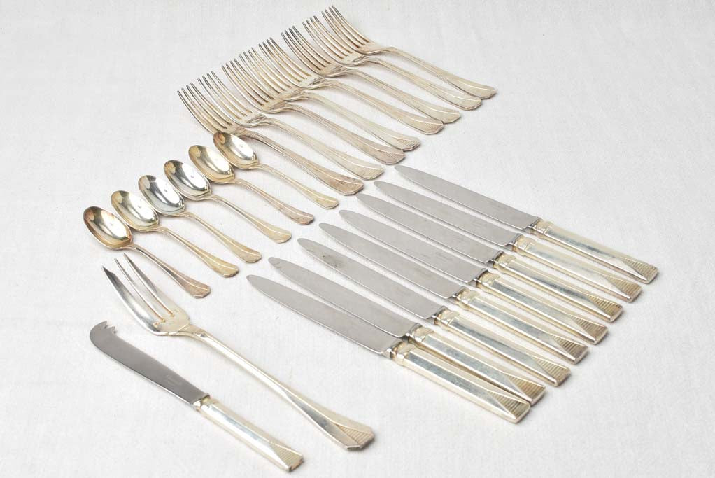 Antique Christofle flatware - Art Deco w/ geometric motif