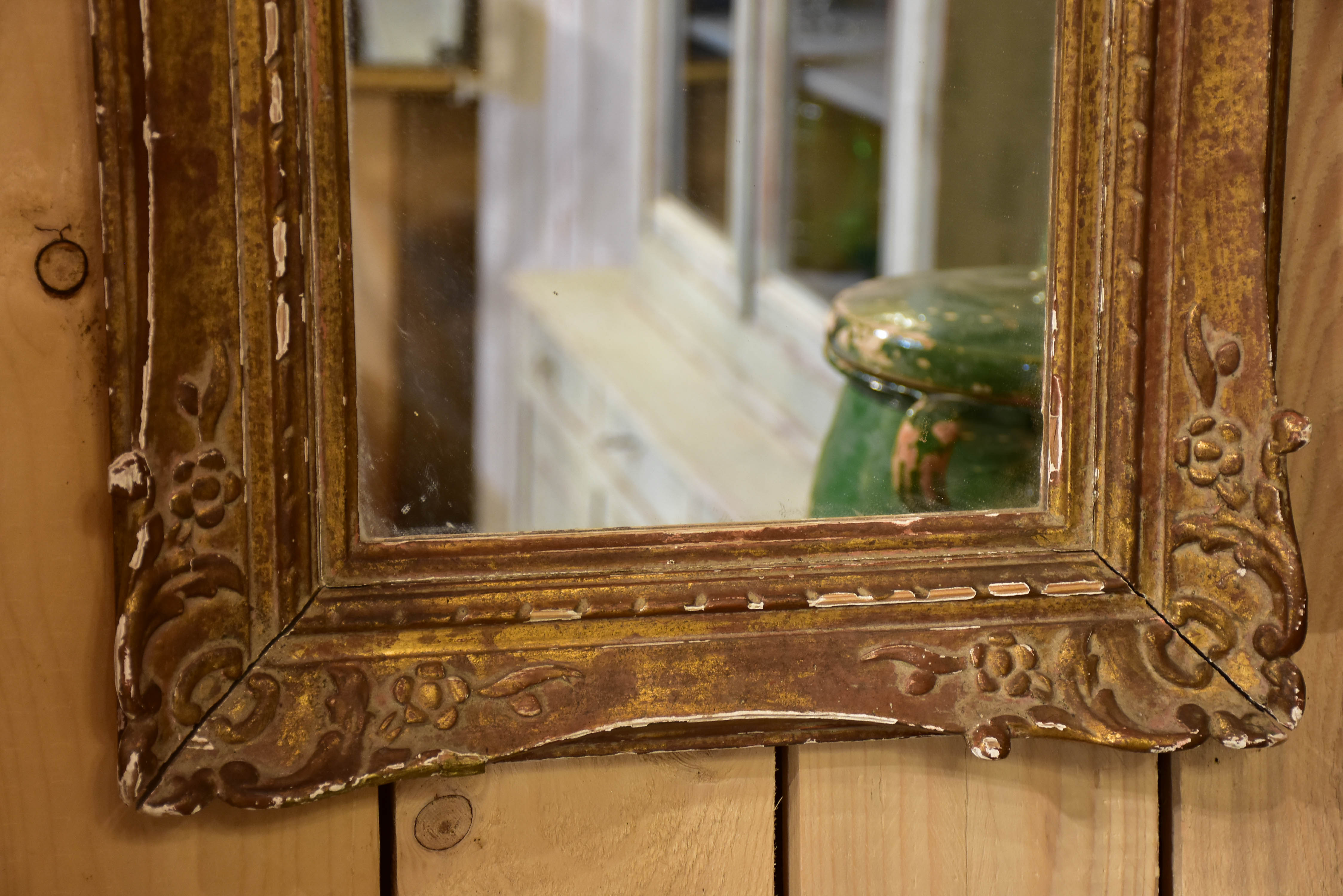 Small antique French mirror with gilded frame