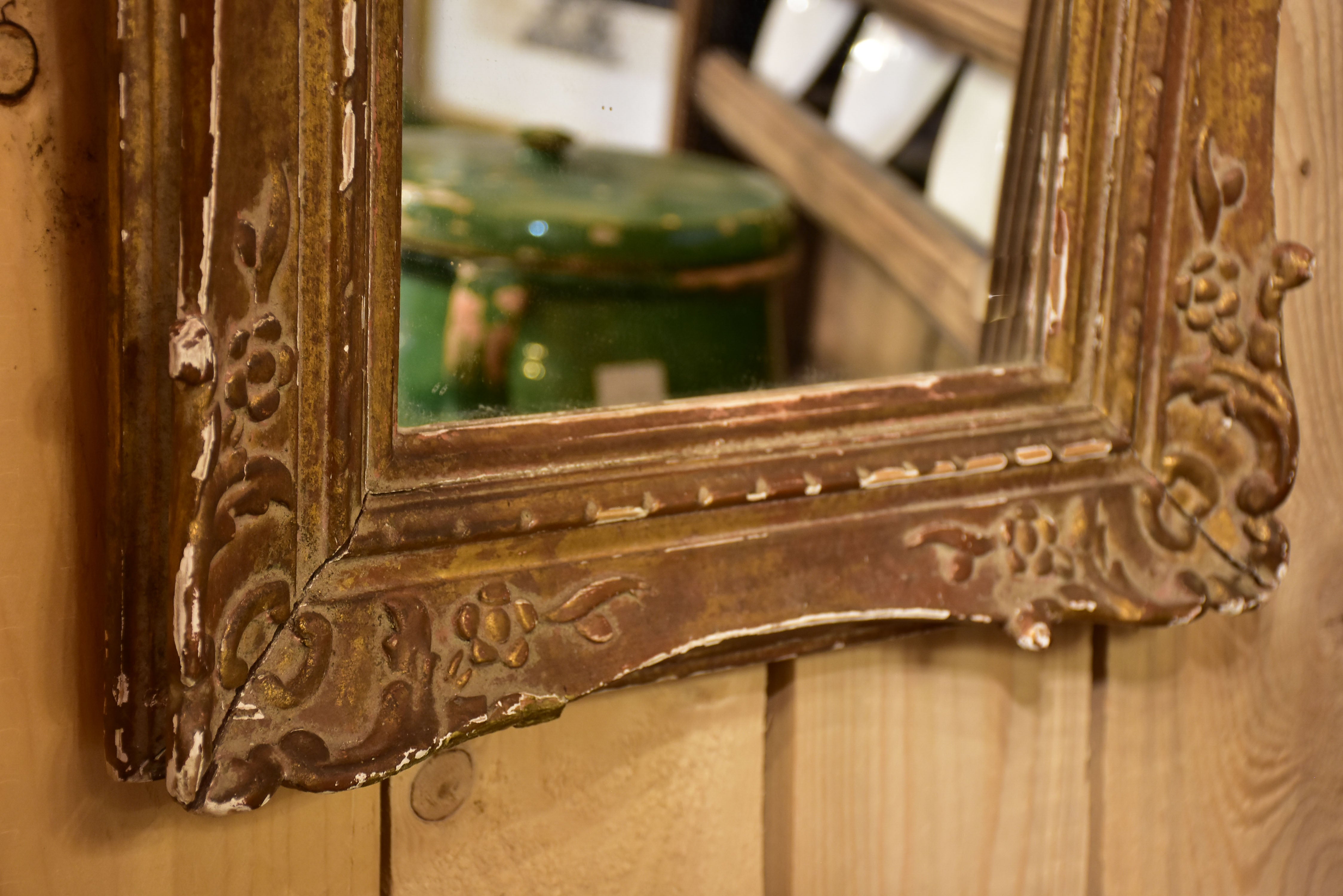 Small antique French mirror with gilded frame