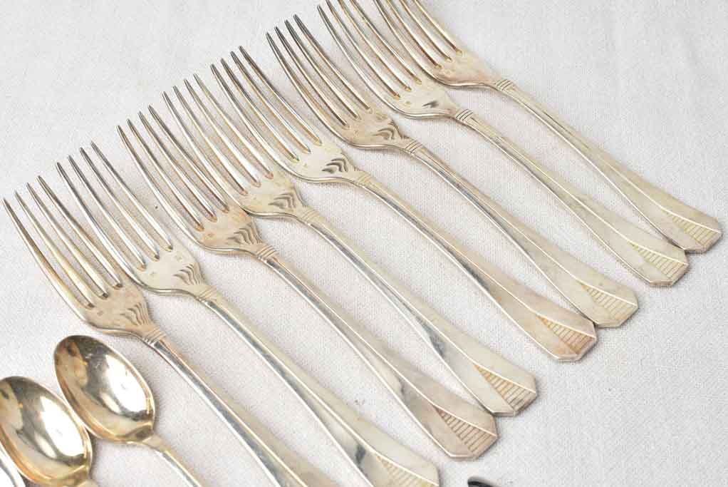 Antique Christofle flatware - Art Deco w/ geometric motif