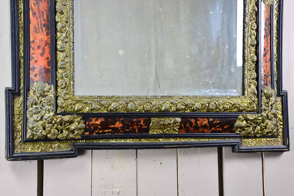 Very Large Napoleon III mirror with brass pediment 60¾" x 38¼"