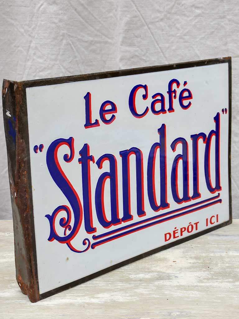 Antique French enamel sign for a café - La café Standard