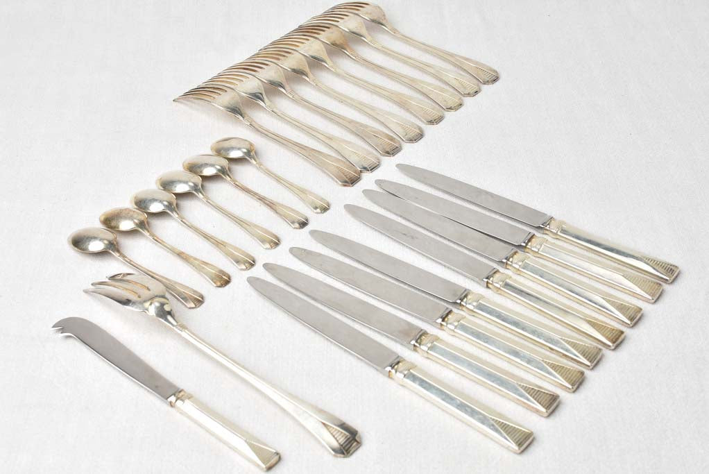 Antique Christofle flatware - Art Deco w/ geometric motif