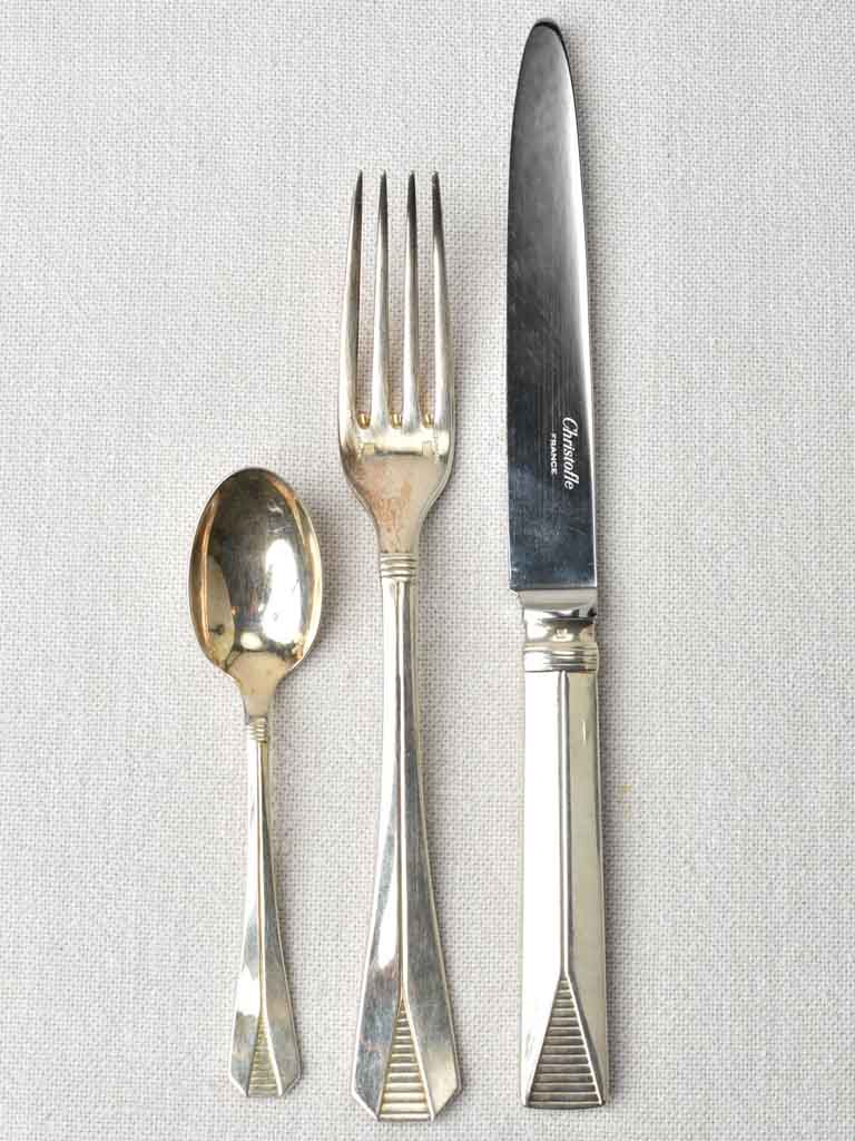 Antique Christofle flatware - Art Deco w/ geometric motif