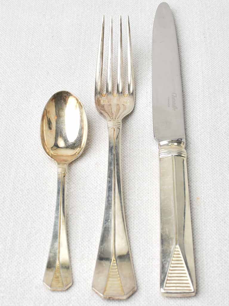 Antique Christofle flatware - Art Deco w/ geometric motif