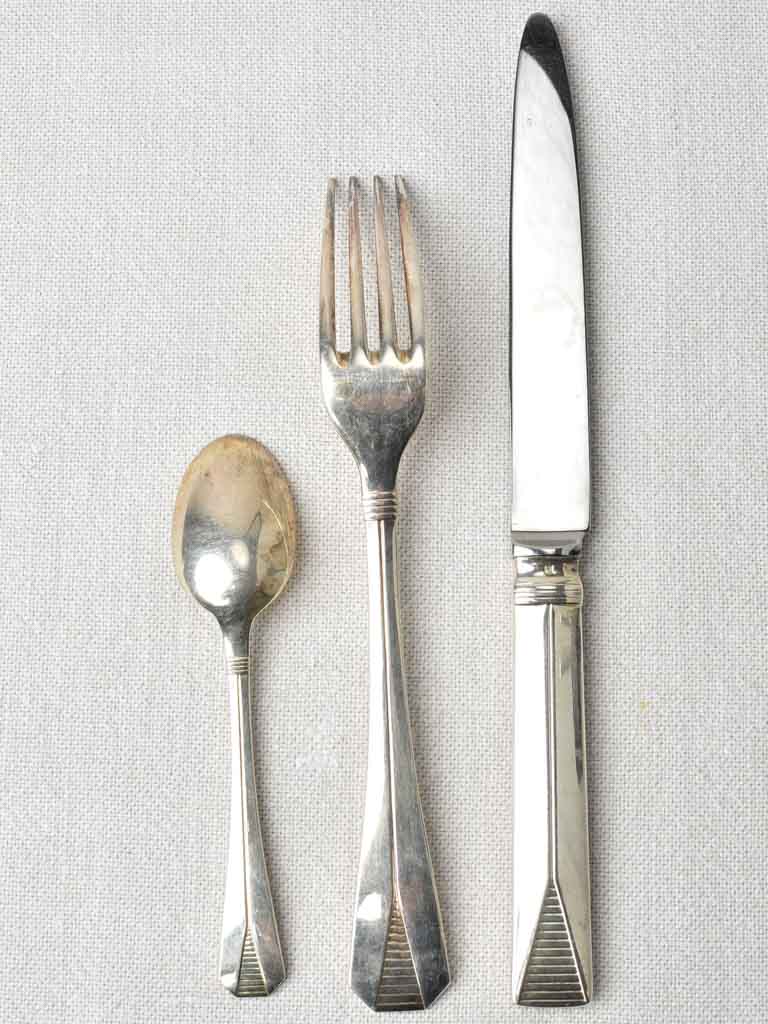 Antique Christofle flatware - Art Deco w/ geometric motif