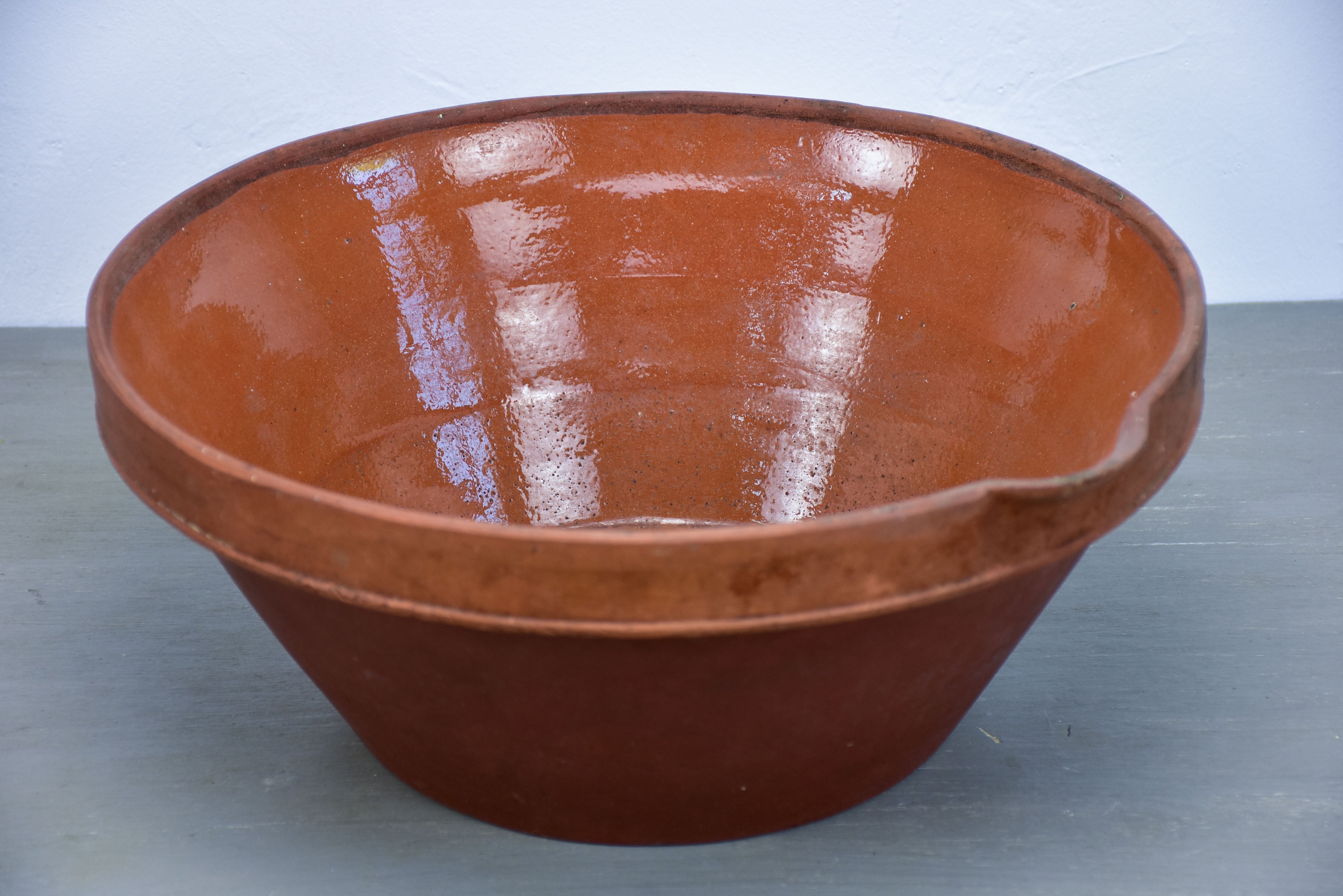 Late 19th Century French terracotta bowl with brown glaze