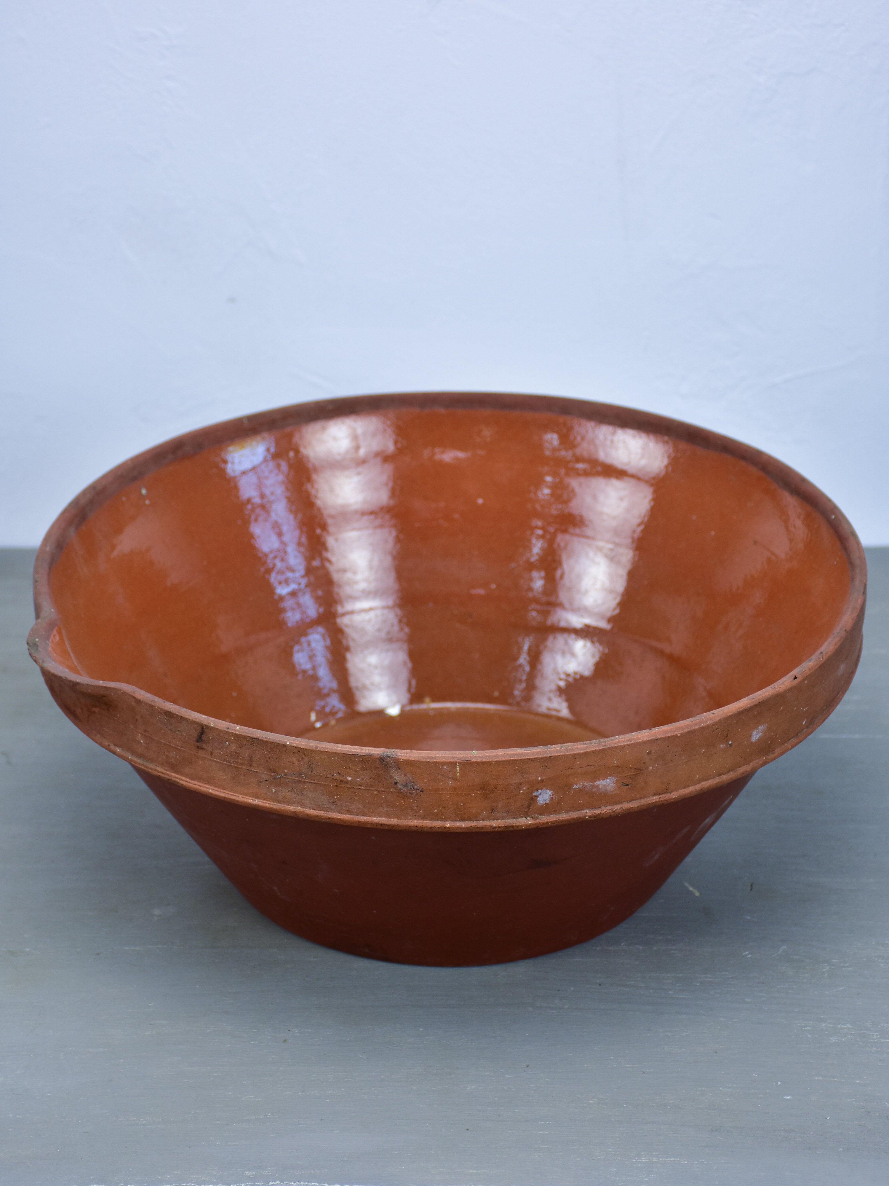 Late 19th Century French terracotta bowl with brown glaze