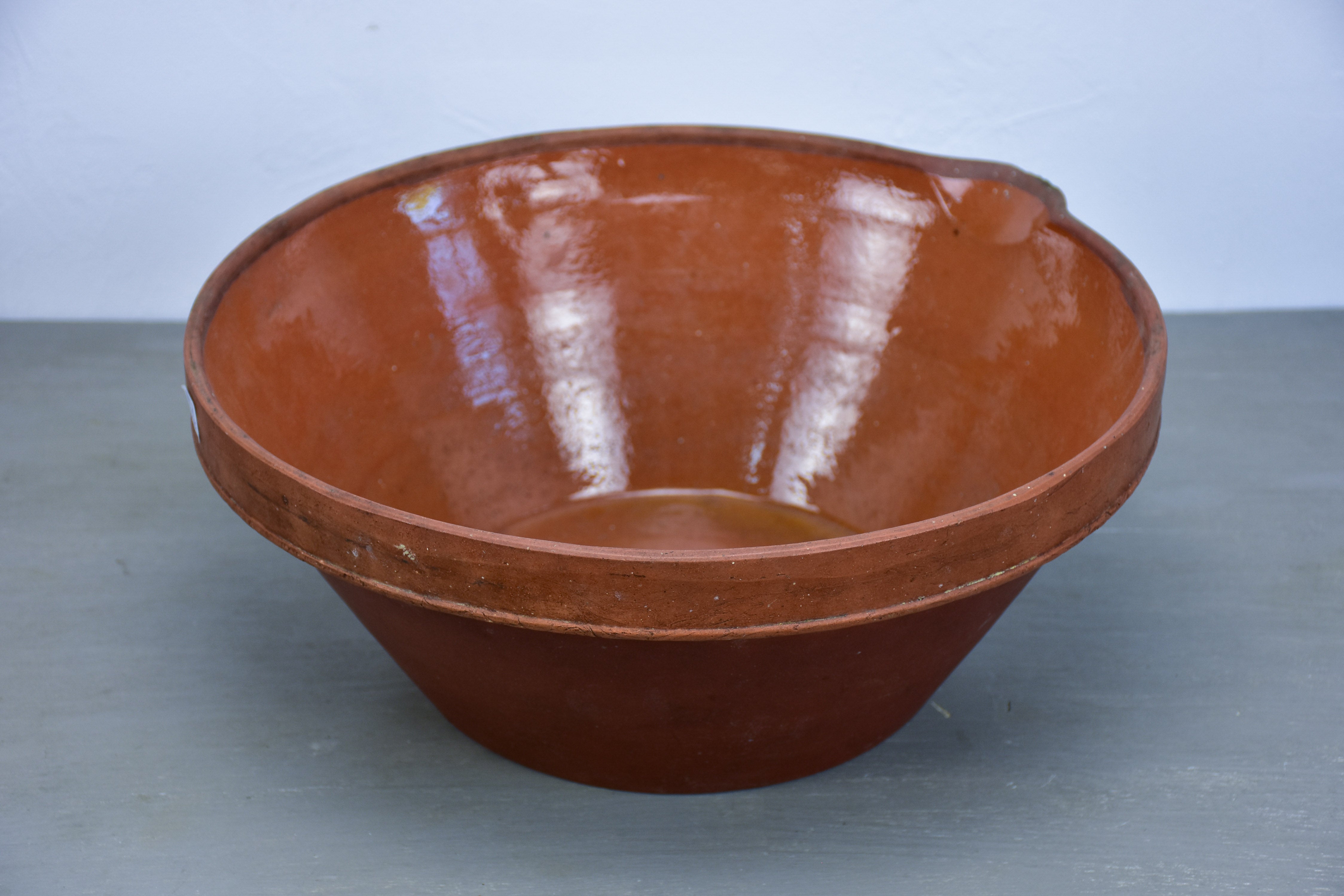 Late 19th Century French terracotta bowl with brown glaze