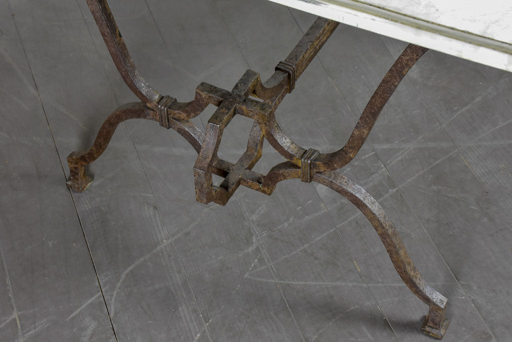 Very large 18th Century rectangular marble table with pretty iron base 74" x 35½"