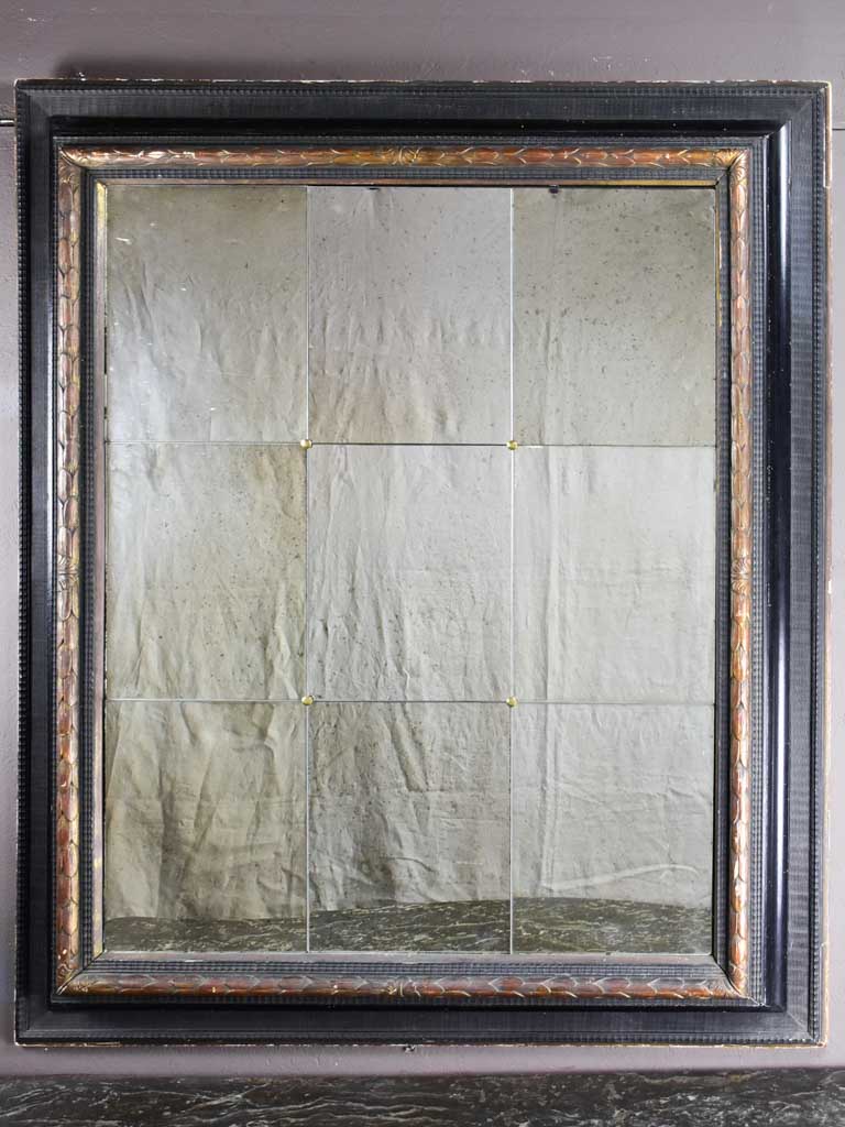 Very large 17th Century Italian mirror with nine mirror pane 50¾" x 61"