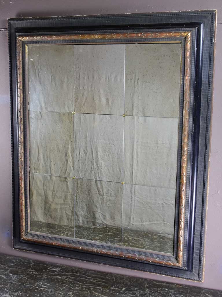 Very large 17th Century Italian mirror with nine mirror pane 50¾" x 61"