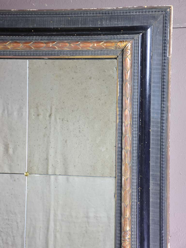 Very large 17th Century Italian mirror with nine mirror pane 50¾" x 61"