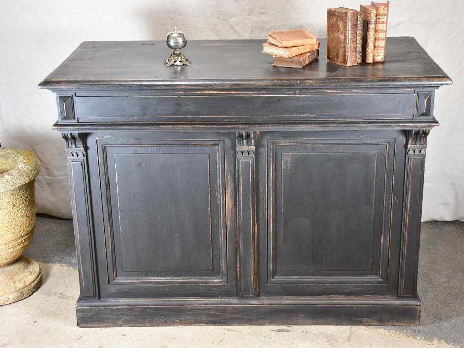 Antique French shop counter with black patina - 1900's 48½"