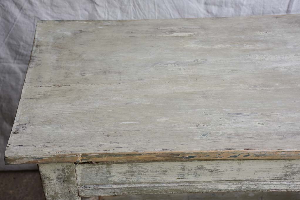 Antique French drapery table with beige / grey painted patina 74¾" long