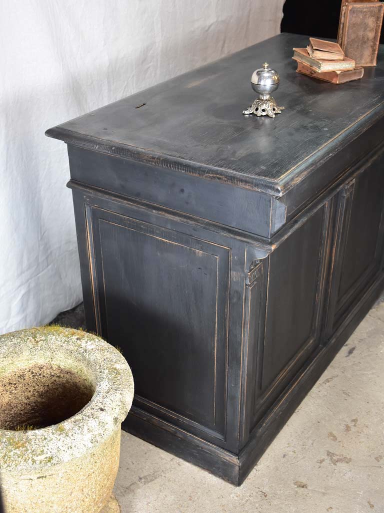 Antique French shop counter with black patina - 1900's 48½"