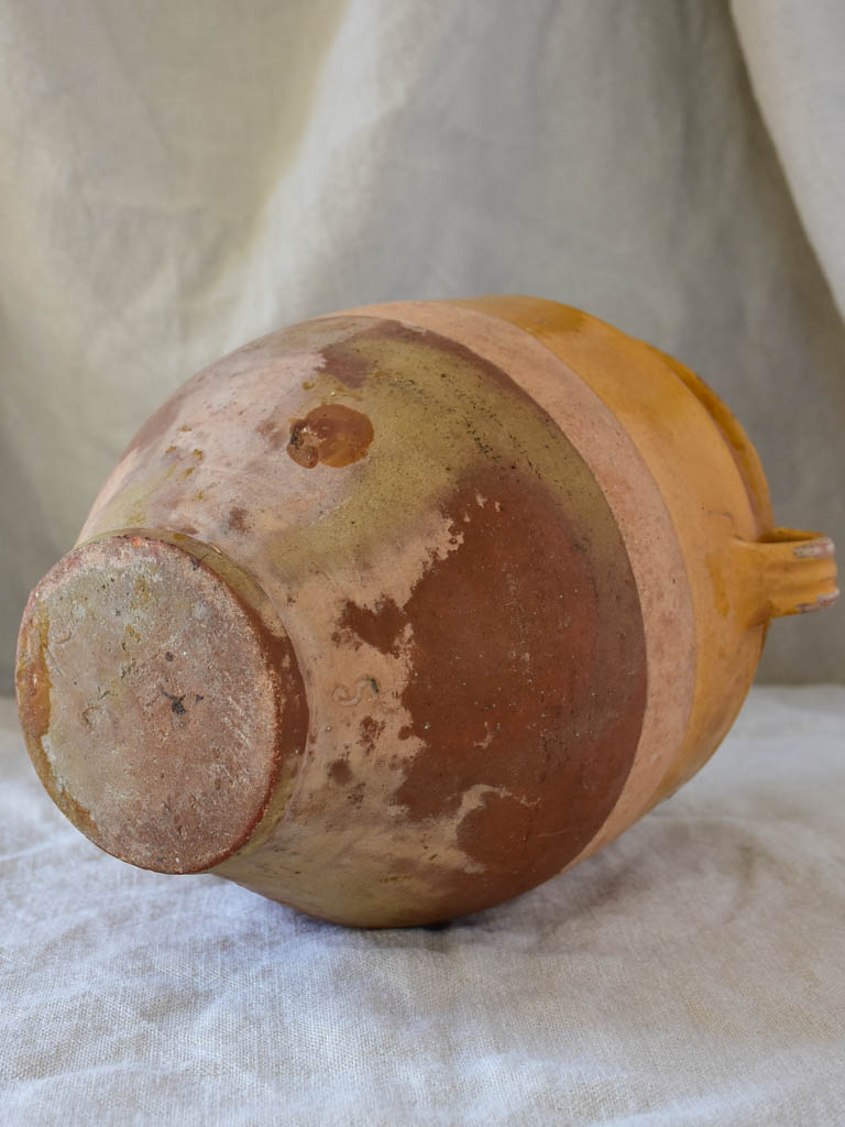 Antique French confit pot with yellow glaze 10¼"