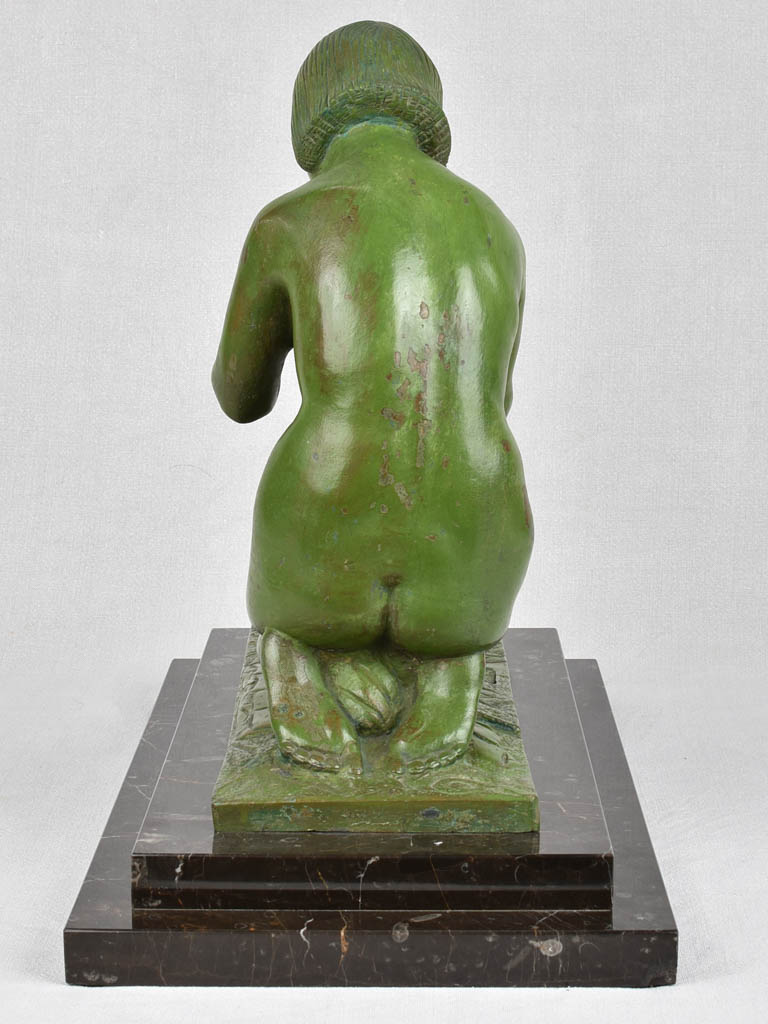 1930s bronze sculpture of a snake charmer