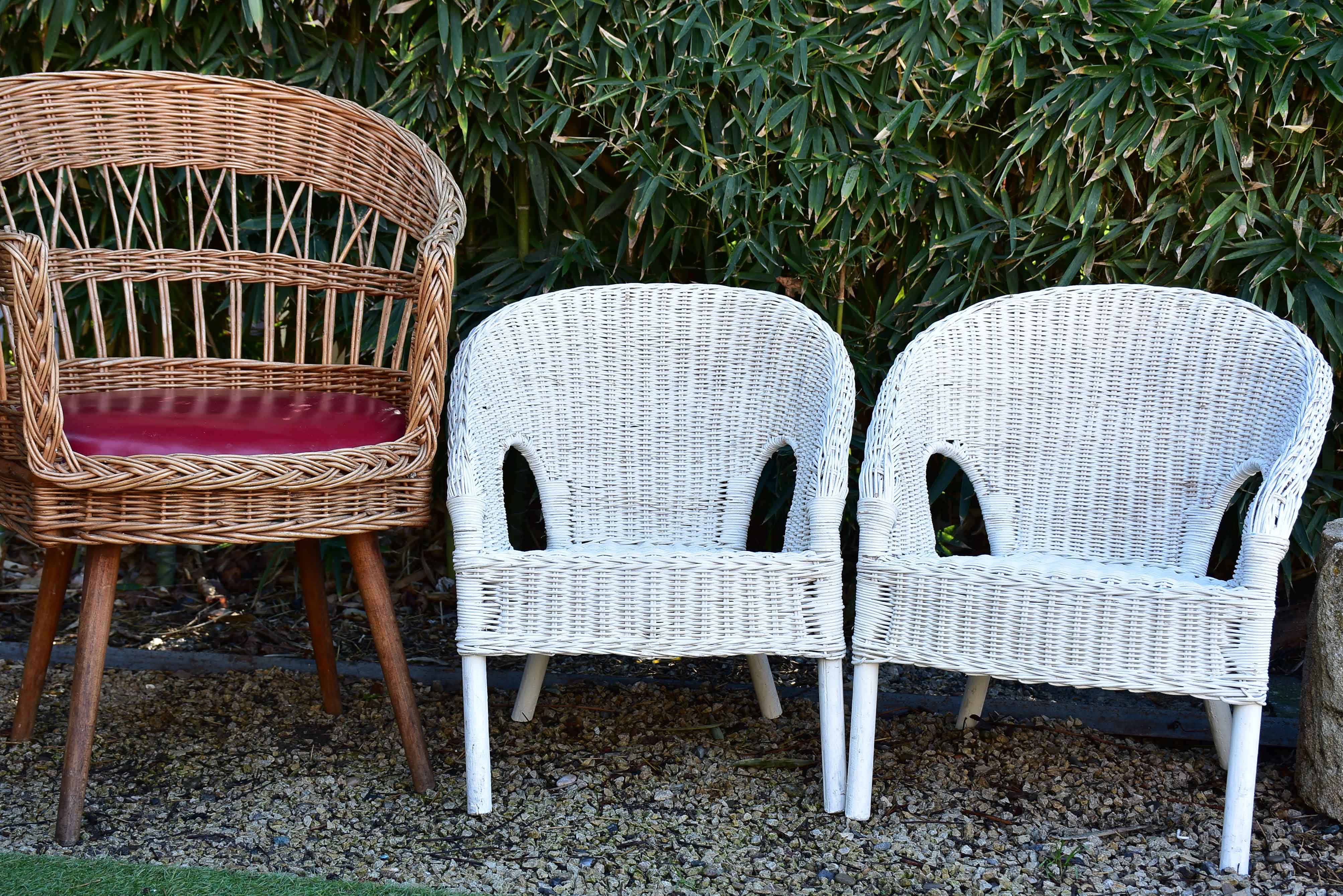 French childrens rattan armchair