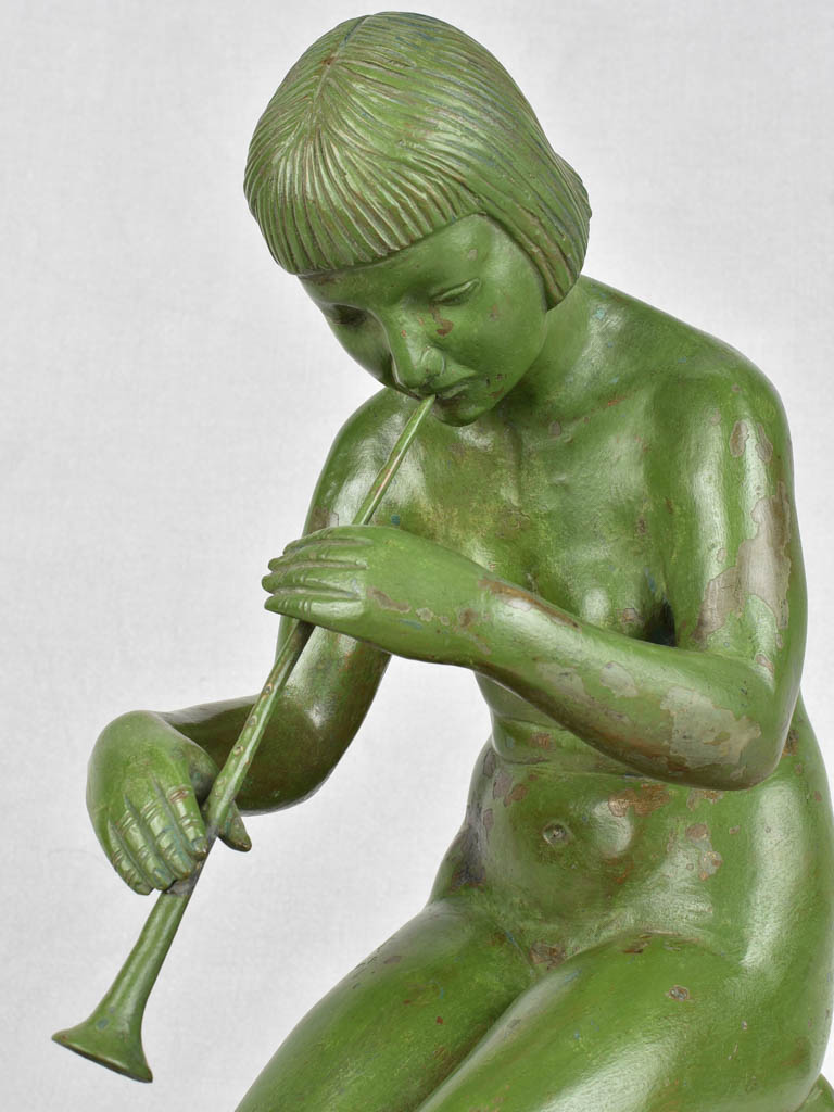 1930s bronze sculpture of a snake charmer