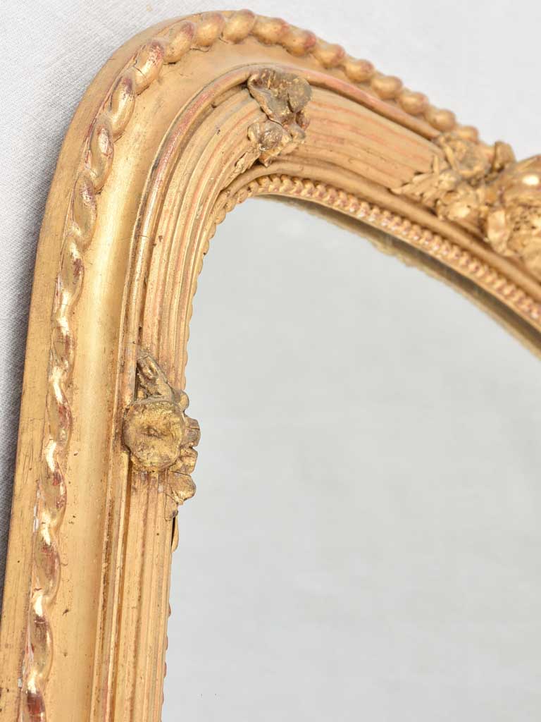 Gilded Louis Philippe mirror with roses & beading - 19th century - 33½" x 26½"